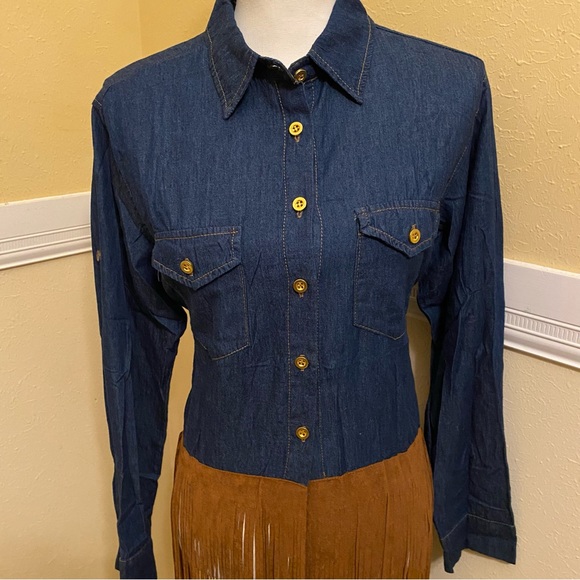 COPY - 36 POINT 5 Ladies Denim Shirt/ Jacket with Brown Fringe; NEW. - Picture 2 of 9